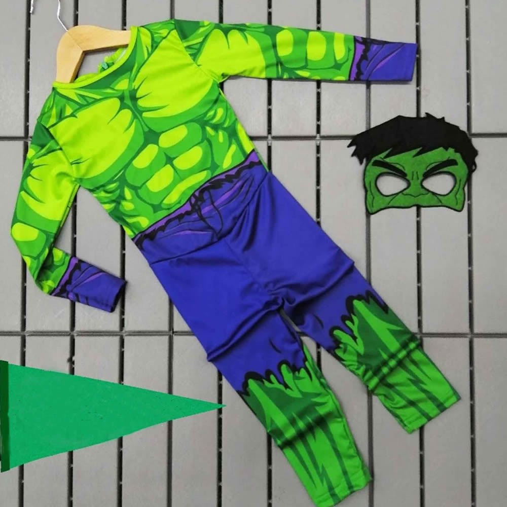 Hulk Maskeli Çocuk Kostümü - 9 - 10 Yaş - Yeşil Diğer Fiyatı