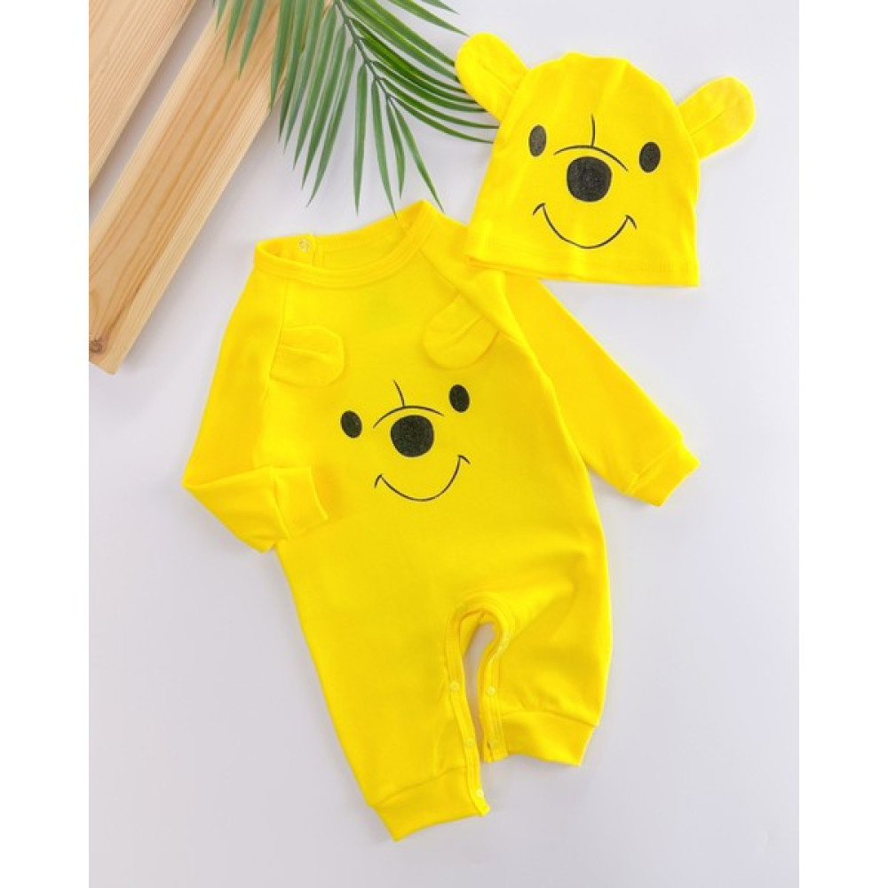 Hüma Bebe Winnie Surat Arkadan ve Alttan Çıtçıtlı Bereli Mevsimlik Tulum Bebek Tulumu Fiyatı