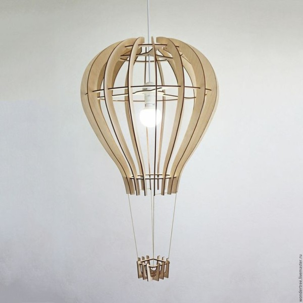 Hüma Çocuk Genç Odası Için Doğal Ahşap Mdf 3D Puzzle Lazer Kesim Uçan Balon Avize - Bej - 1'li Avize Fiyatı