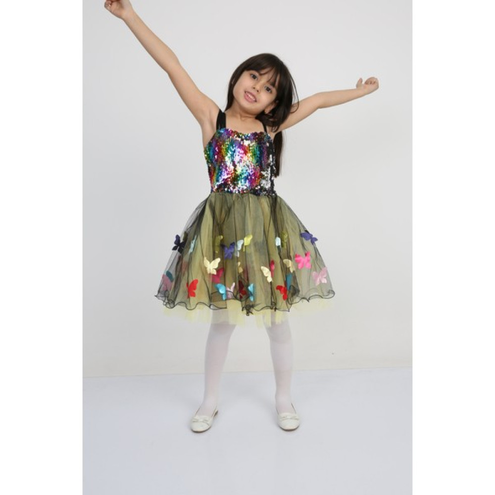 Hüma Kids Kız Çocuk Askılı Kelebekli Elbise Kız Çocuk Elbise Fiyatı