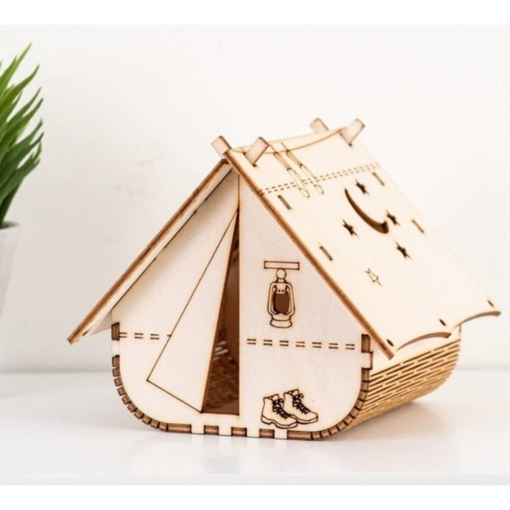 Hüma Tasarım Ve Aksesuar Çocuk Genç Odası Için Doğal Ahşap Mdf 3D Puzzle Lazer Kesim Kamp Çadırı - Ev Abajur - Masa Lambası - Ahşap Rengi Masa Lambası Fiyatı