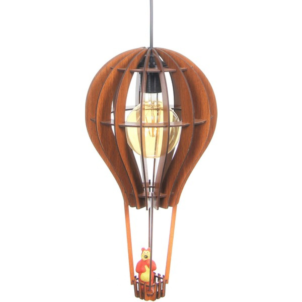 Hüma Tasarım ve Aksesuar Çocuk Genç Odası Için Doğal Ahşap Mdf 3D Puzzle Lazer Uçan Balon Avize - Biblo Ampul Dahil Değildir - Ceviz Avize Fiyatı