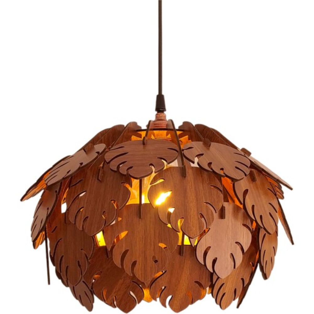 Hüma Tasarım ve Aksesuar Orman Model Modern Tasarım Globe Küre Doğal Ahşap Yaprak Mdf 3D Lazer Kesim Rustik Salon Avize Avize Fiyatı