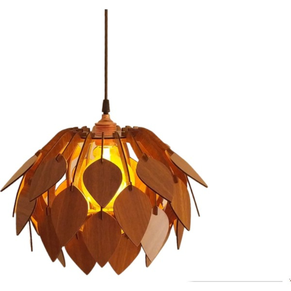 Hüma Tasarım ve Aksesuar Oval Model Modern Tasarım Globe Küre Doğal Ahşap Yaprak Mdf 3D Lazer Kesim Rustik Salon Avize - Ceviz Avize Fiyatı