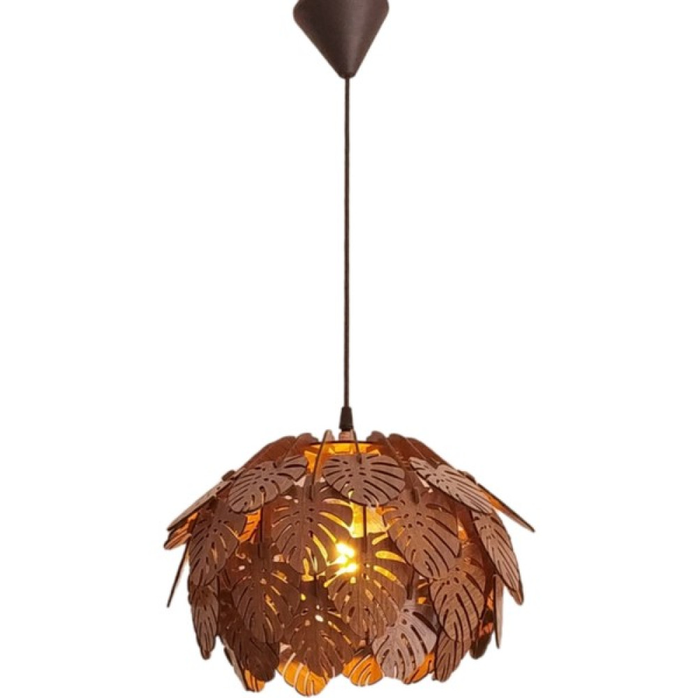 Hüma Tasarım ve Aksesuar Tropik Çınar Model Modern Tasarım Globe Küre Doğal Ahşap Yaprak Mdf 3D Lazer Kesim Rustik Salon Avize - Ceviz Avize Fiyatı