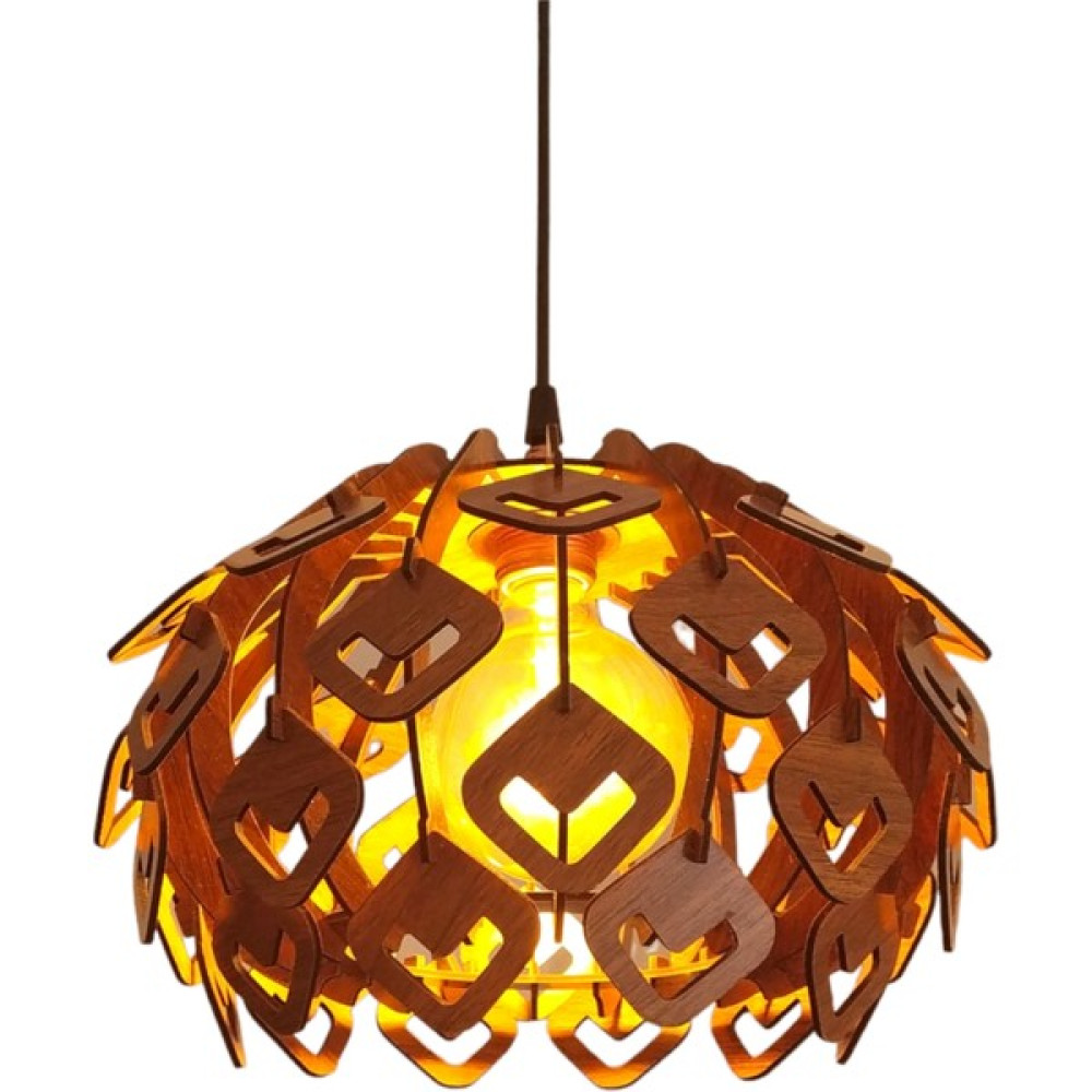 Hüma Tasarım ve Aksesuar Vkare Model Modern Tasarım Globe Küre Doğal Ahşap Yaprak Mdf 3D Lazer Kesim Rustik Salon Avize - Ceviz Avize Fiyatı