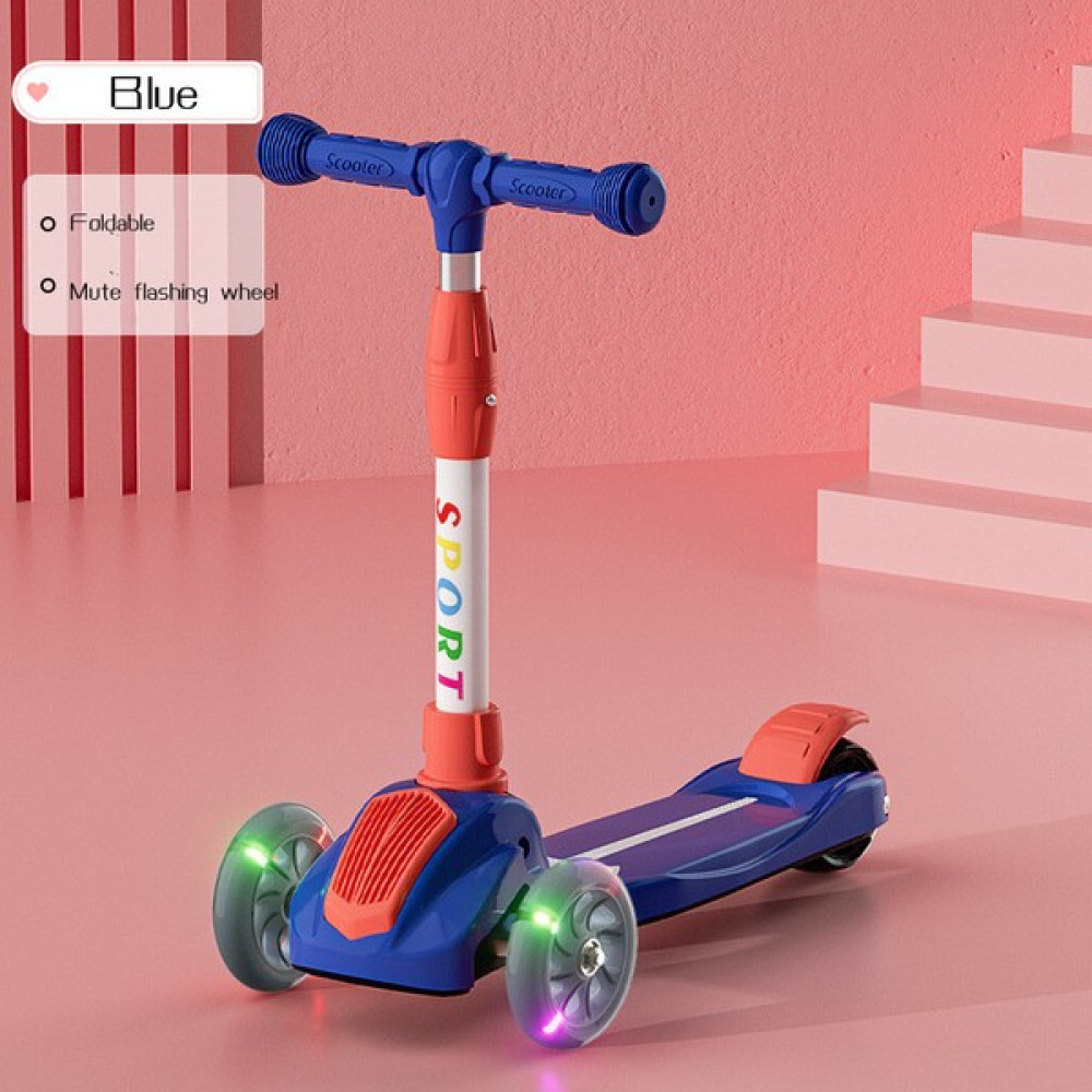 Humarkup Çocuklar Katlanabilir Ayarlanabilir Işık Yanıp Sönen Pu Tekerlek 3'Ü 1 Arada Scooter (Yurt Dışından) - Açık Mavi Açık Hava, Deniz ve Spor Oyuncakları Fiyatı