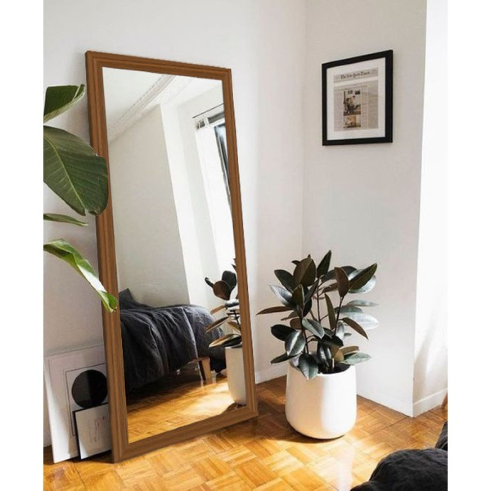 Hüma's 150 x 58 cm Teak Rengi Ahşap Dekoratif Retro Boy ve Duvar Aynası - Ceviz Ayna Fiyatı