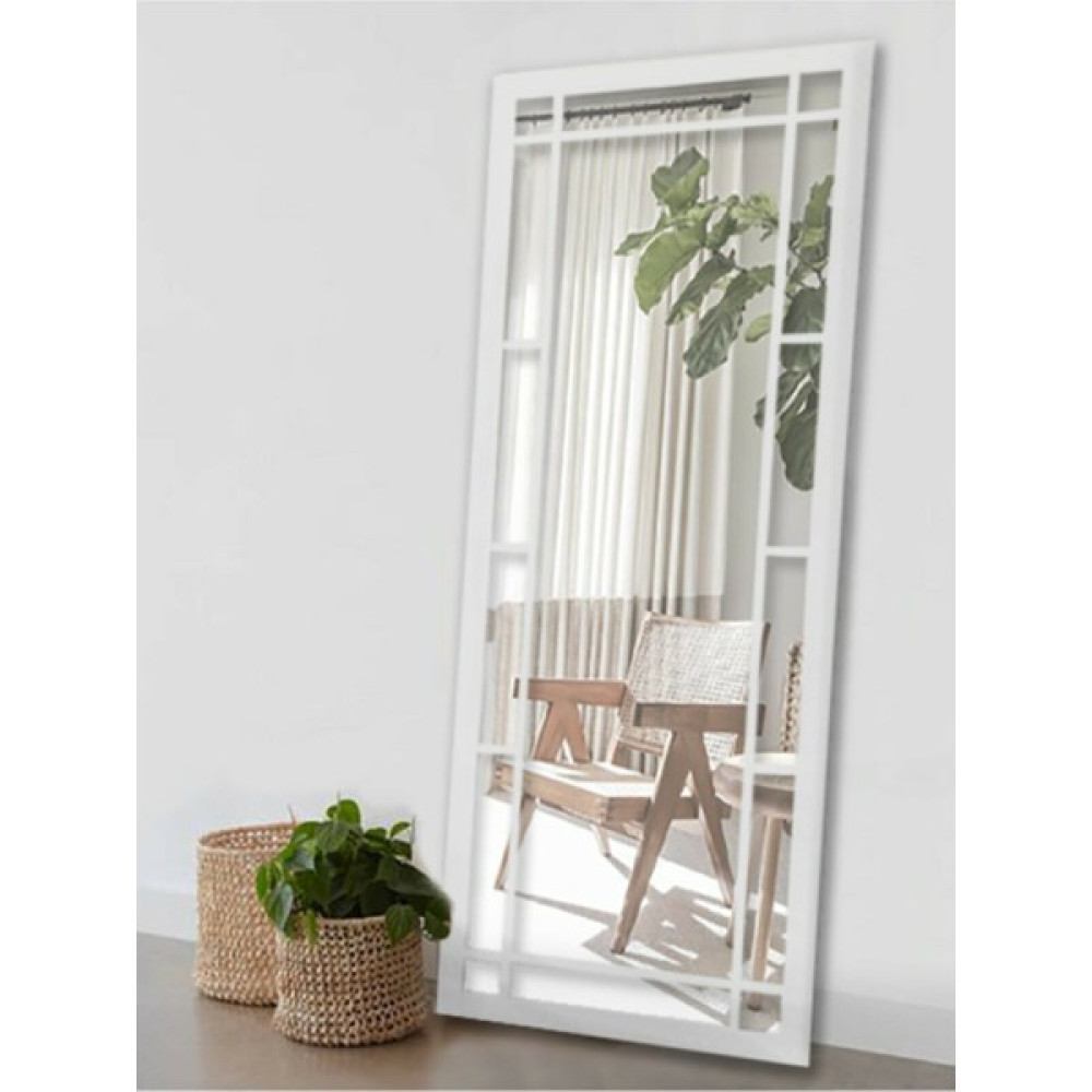 Hüma's Beyaz Rengi Ahşap Grid Dekoratif Boy ve Duvar Aynası 180 x 70 cm Ayna Fiyatı