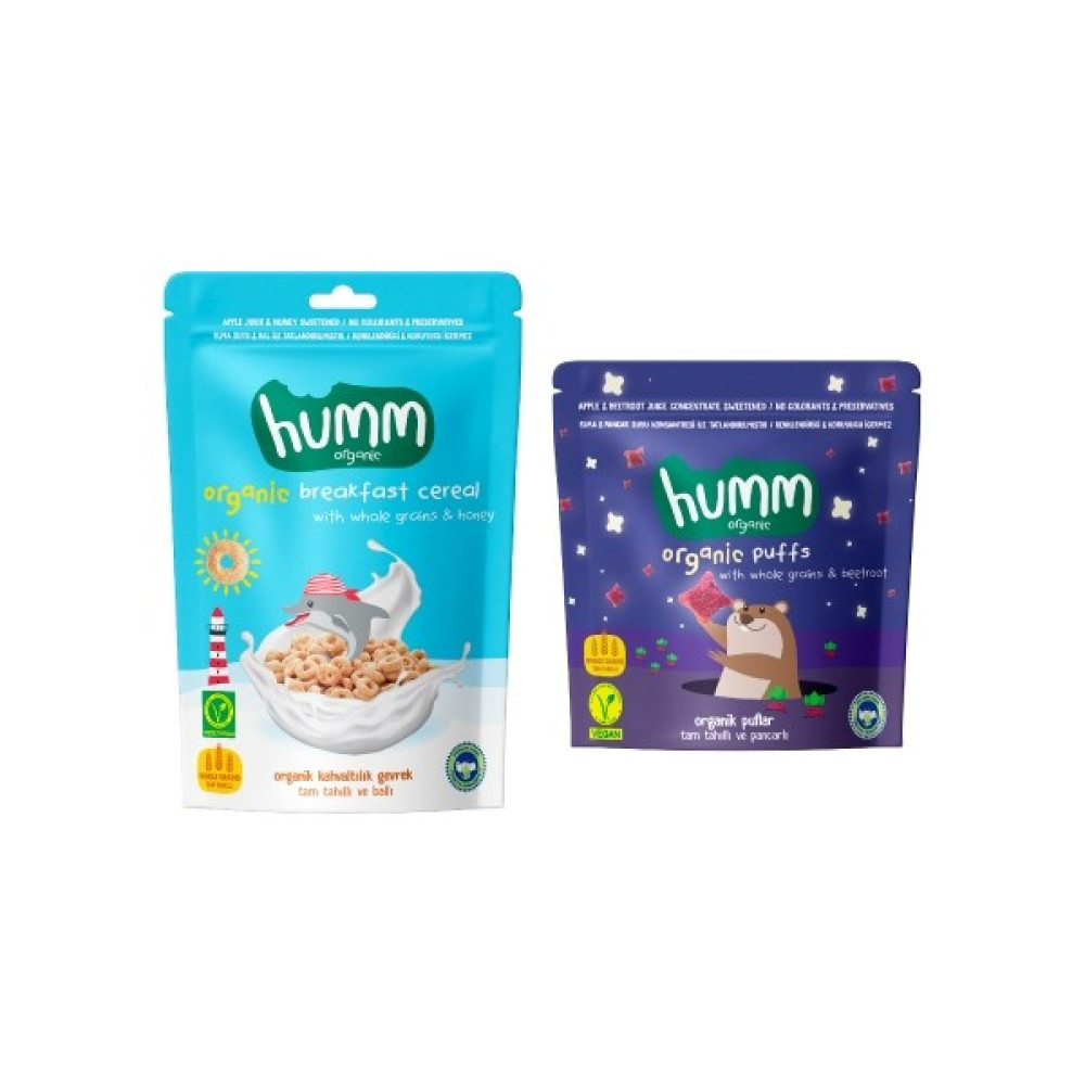 Humm Organic Humm Organik Puf & Gevrek Atıştırmalık Paketi - 2 Çeşit 80 gr Organik İçeriklerle Dolu Kahvaltılık Gevrek Fiyatı
