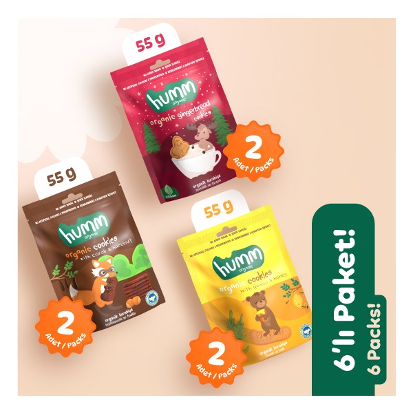 Humm Organic Humm Organik Tatlı Kurabiye Atıştırmalık Paketi 6 Adet - 3 Çeşit İçerir Doğal Lezzetler Giyim & İç Giyim Fiyatı