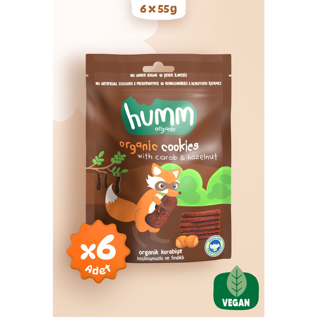 Humm Organic - Organik Vegan Keçiboynuzlu ve Fındıklı Kurabiye Atıştırmalık Paketi - 6 Adet Giyim & İç Giyim Fiyatı