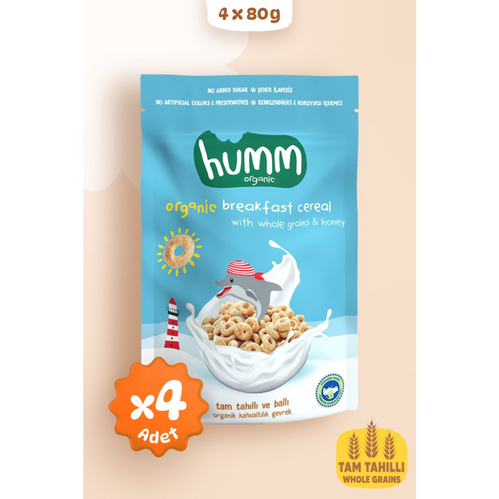 Humm Organic Tam Tahıllı & Ballı Kahva ltılık Gevrek 4 Adet - 320 gr Kahvaltılık Gevrek Fiyatı
