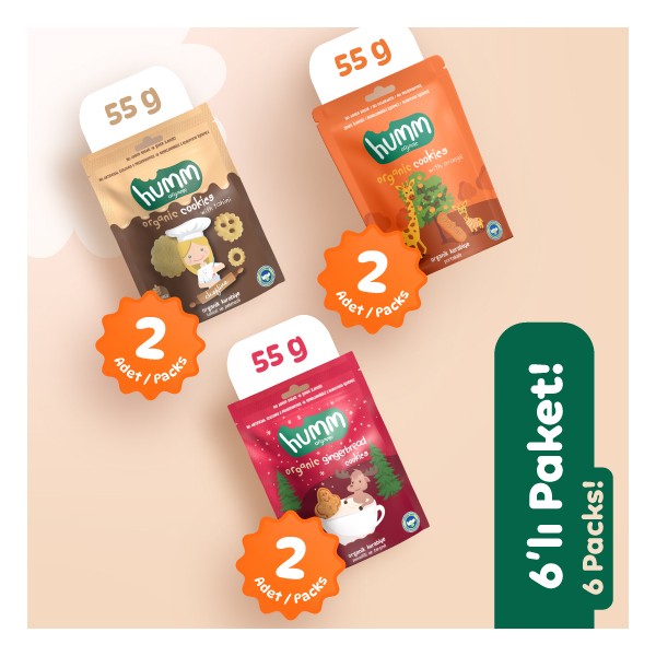 Humm Organic Vegan Zencefilli Tahinli ve Portakallı Tatlı Kurabiyeler Atıştırmalık Paketi - 6 Adet (3 Çeşit) Giyim & İç Giyim Fiyatı