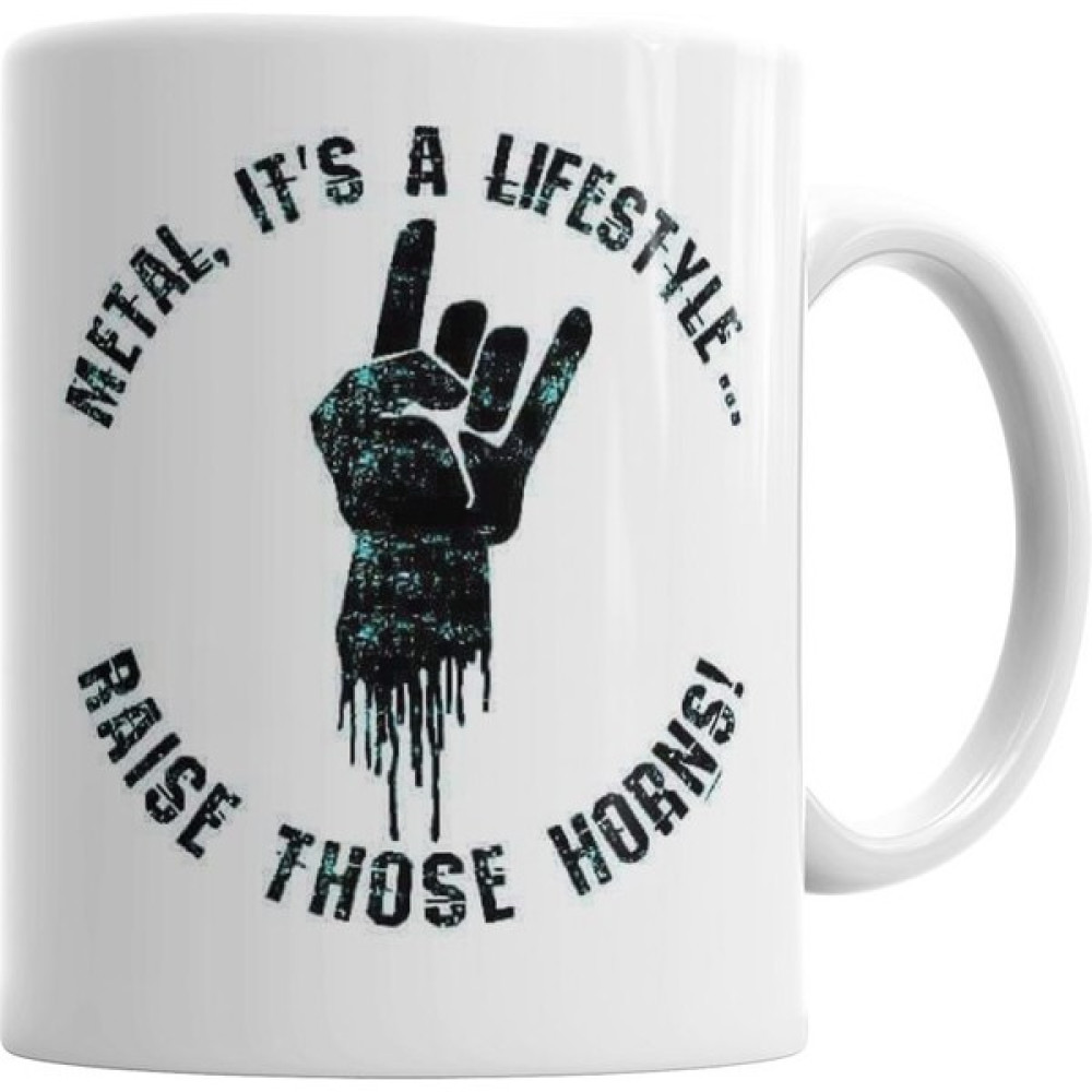 Humuts Metal Lifestyle Metal Kupa Bardak Porselen - 1 Adet - Beyaz - 330 ml Fincan / Bardak / Kahve Takımı Fiyatı