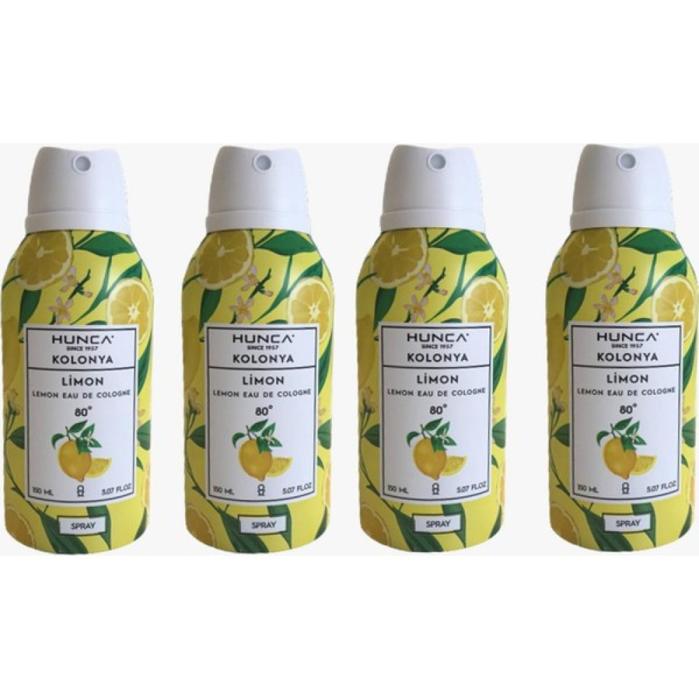 Hunca 80 Derece Aerosol Sprey Limon Kolonyası 150 ml x 4 Kolonya & Gülsuyu Fiyatı