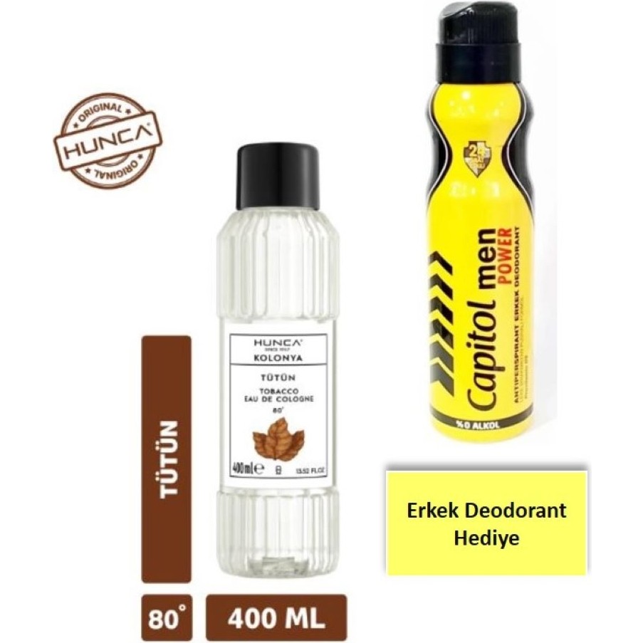 Hunca Celestıque Tütün Kolonyası 400 ml Yoğun Kalıcı Ferah Koku + Deodorant Hediye - 400,1 ml Deodorantlar Fiyatı