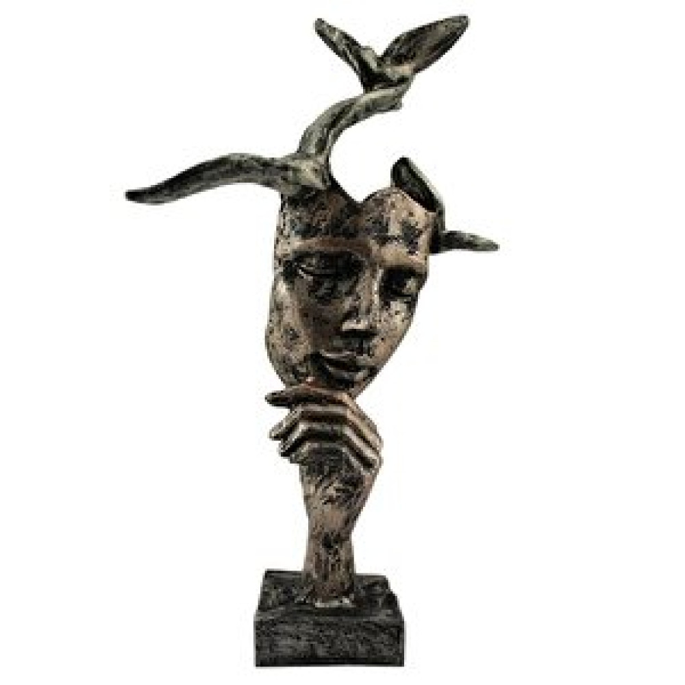 Hunga Dekoratif Kuşlu Mask Biblo Gümüş Renk Biblo Fiyatı