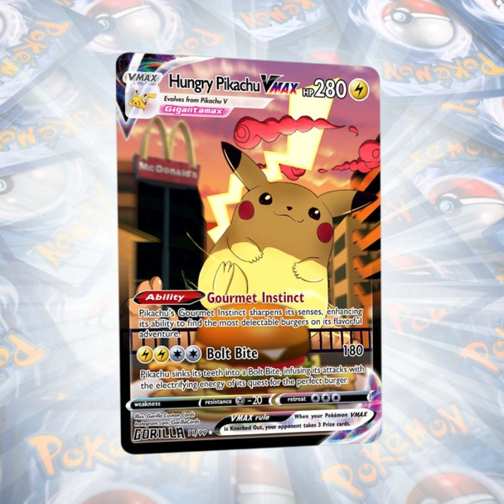 Hungry Pikachu Custom Holo Pokemon Kartı Oyun Takımları Fiyatı