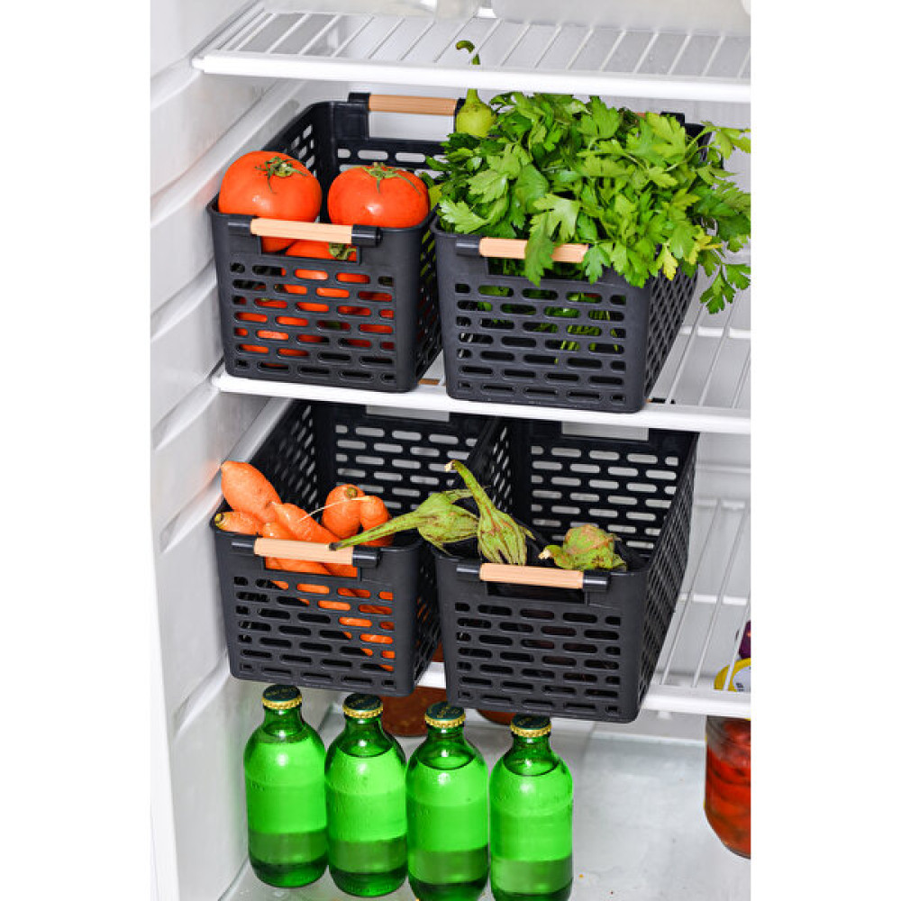 Hünkar Concept 4 Adet Buzdolabı Sepeti Dolap Içi Düzenleyici Sepet Plastik Organizer Banyo Mutfak Düzenleyici Siyah Saklama Kapları Fiyatı