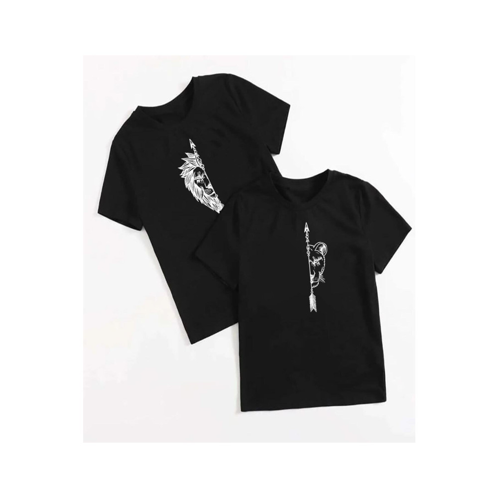 Hunors Sportswear & Company - Aslan Çiftler Baskılı Normal Kalıp Sevgili Çift Kombini Tişört XL/S Beden Bayan T-shirt Fiyatı