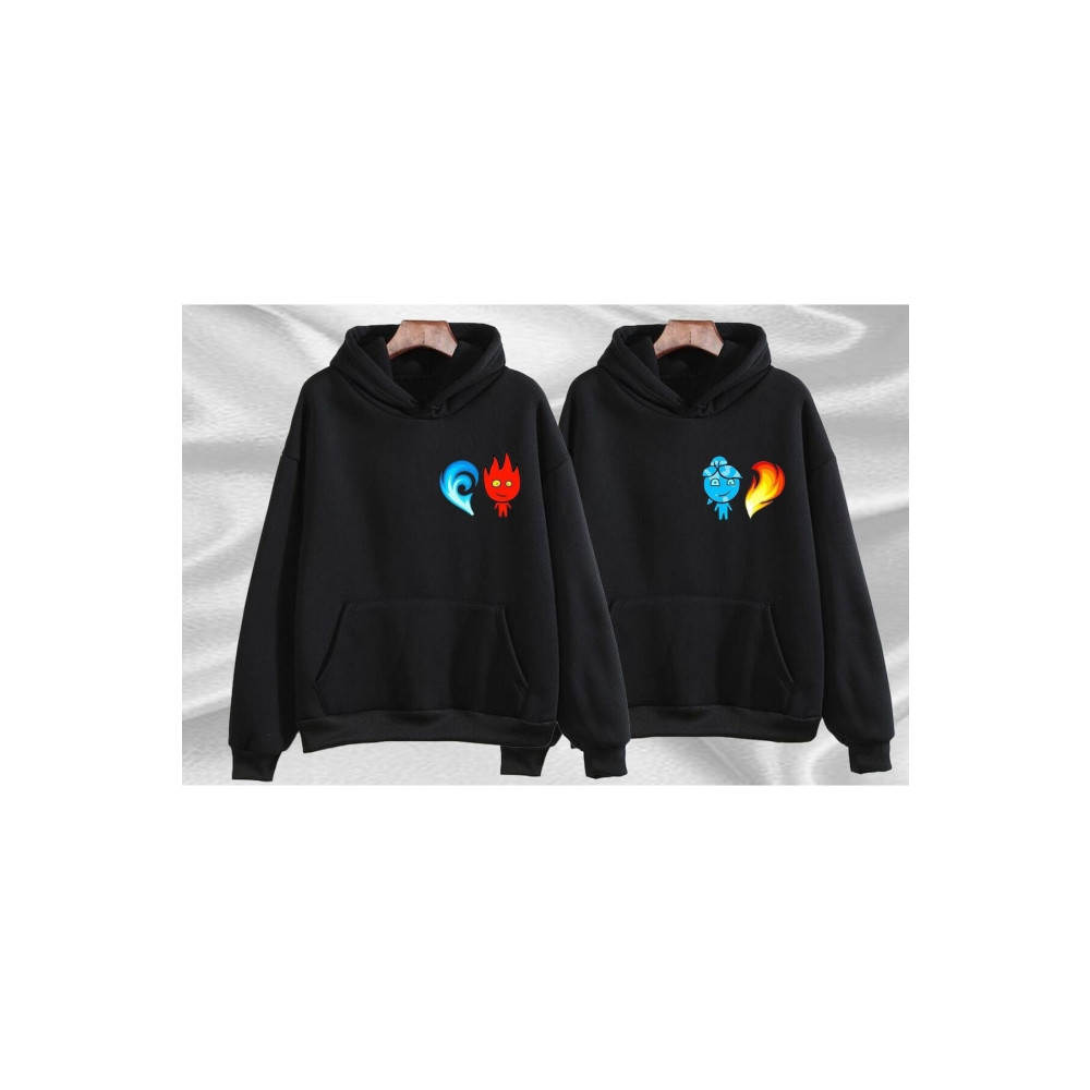 Hunors Sportswear & Company Ateş Ve Su Baskılı Özel Tasarım 2 Adet Sevgili Kombini Çift Sweatshirt M/XL Beden Bayan Sweatshirt Fiyatı
