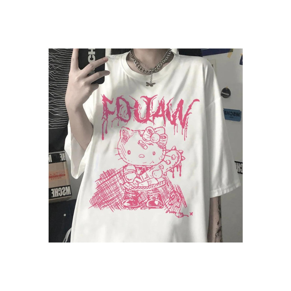 Hunors Sportswear & Company Pembe Baskılı Veteran Hello Kitty Beyaz (unisex) T-shirt S Beden Bayan T-shirt Fiyatı