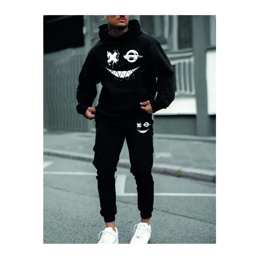 Hunors Sportswear & Company Siyah Erkek Oversize Basic Kapüşonlu Paçası Lastikli Beast Moda Baskılı Pamuklu Eşofman Takımı XL Beden Kadın Eşofman Fiyatı