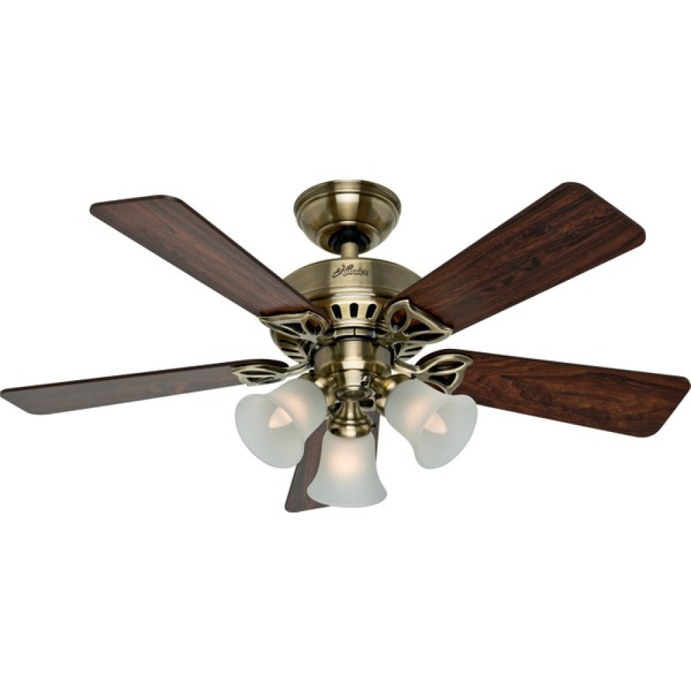 Hunter Fan - Beacon Hill Antik Pirinç - 107 Cm. Aydınlatmalı Tavan Vantilatörü - Kahverengi Vantilatörler Fiyatı