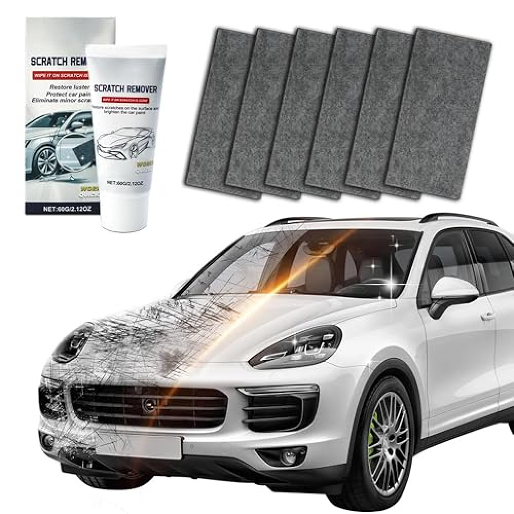Huotwoe 6PCS Car Scratch Remover, Upgrade Multi-Purpose Nano Sparkle Cloth Car Scratch Remover Kit, Easy-to-Use Auto Scratch Remover for Light Scratches and All Vehicle Colors, Black