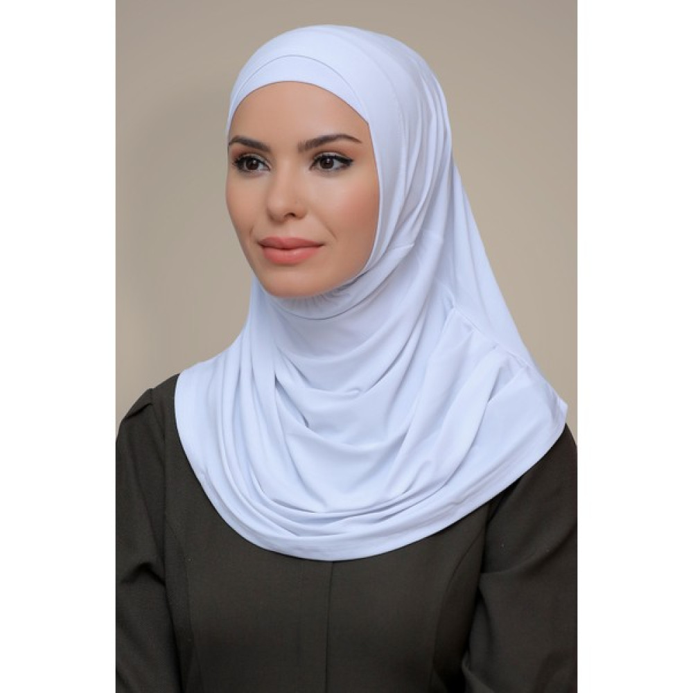 Hürrem Bone Beyaz Pratik Hazır Geçmeli Tesettür Eşarp Sandy Kumaş Kendinden Boneli 1290_42 Eşarp Fiyatı