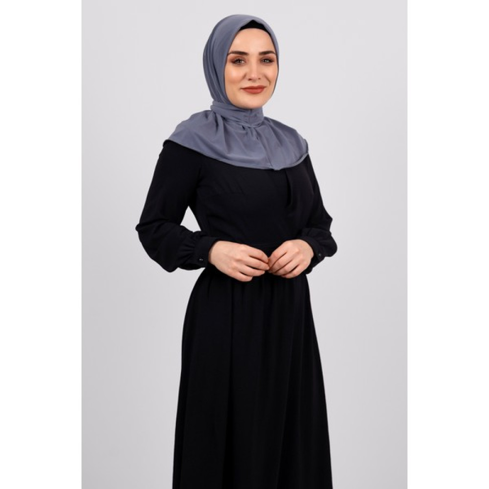 Hürrem Bone Gri Pratik Hazır Geçmeli Tesettür Eşarp Sandy Kumaş Arkadan Çıtçıtlı 2101_15 Eşarp Fiyatı