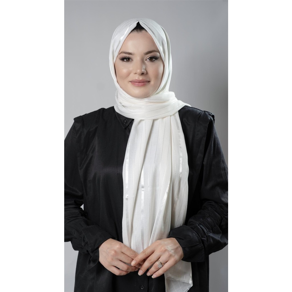 Hürrem Bone Krem Çizgili Şal Viskon Kumaş Bursa Dolama 202110_40 Şal Fiyatı