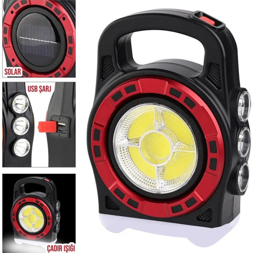 Hurry Bolt Solar Kamp Lambası Acil Durum Işığı Şarjlı Led+Cob 20W Hurry Bolt HB-6678C Kamp Malzemeleri Fiyatı