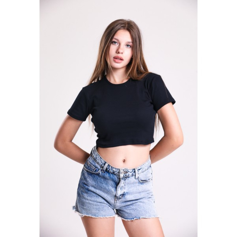 Hussle Basic Fitilli Kısa Kollu Crop T-Shirt Bayan T-shirt Fiyatı