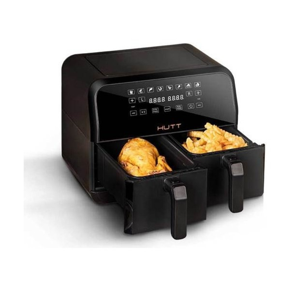 HUTT D8 Çift Hazneli Air Fryer Yağsız Fritöz (4+4) 8 Lt. Dokunmatik Ekran (Distribütör Garantili) Fritözler Fiyatı