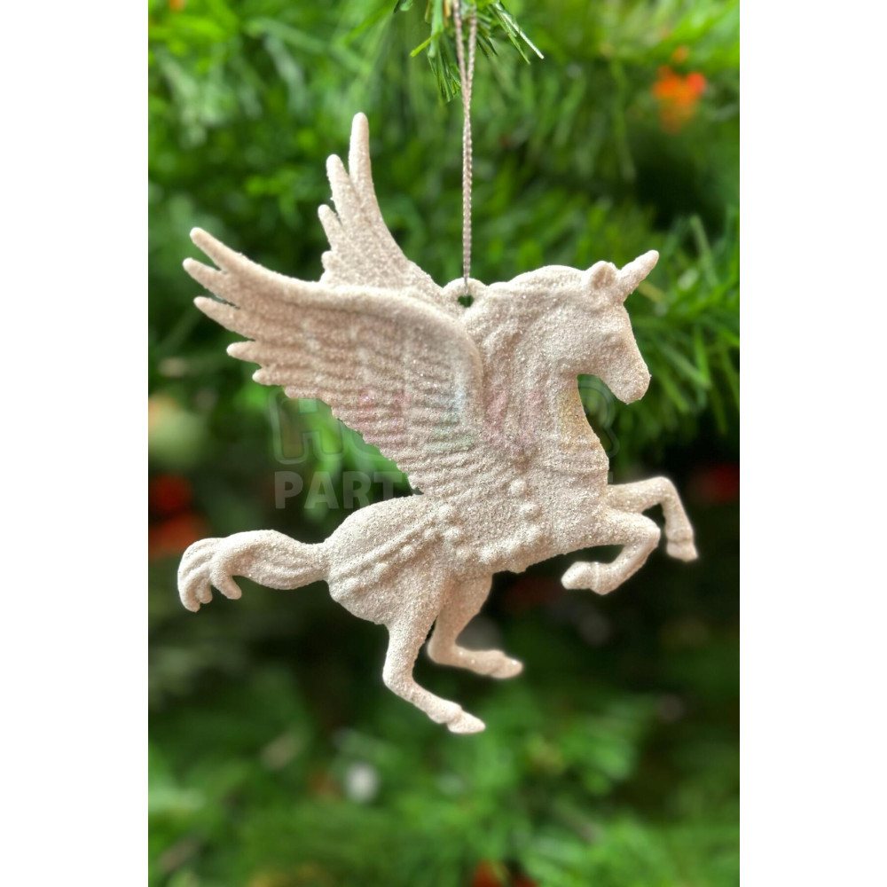 Huzur Party Store Kanatlı Beyaz Pegasus At Yılbaşı Ağaç Süsü Kabartmalı Unicorn Simli 12 Cm Yeni Yıl Çam Ağacı Süs Yaş Günü & Parti Fiyatı