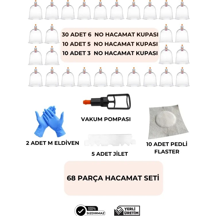 HVM 68 Parça Hacamat Kupası Seti, Hacamat Seti, Hacamat Malzemeleri Masaj Cihazları Fiyatı