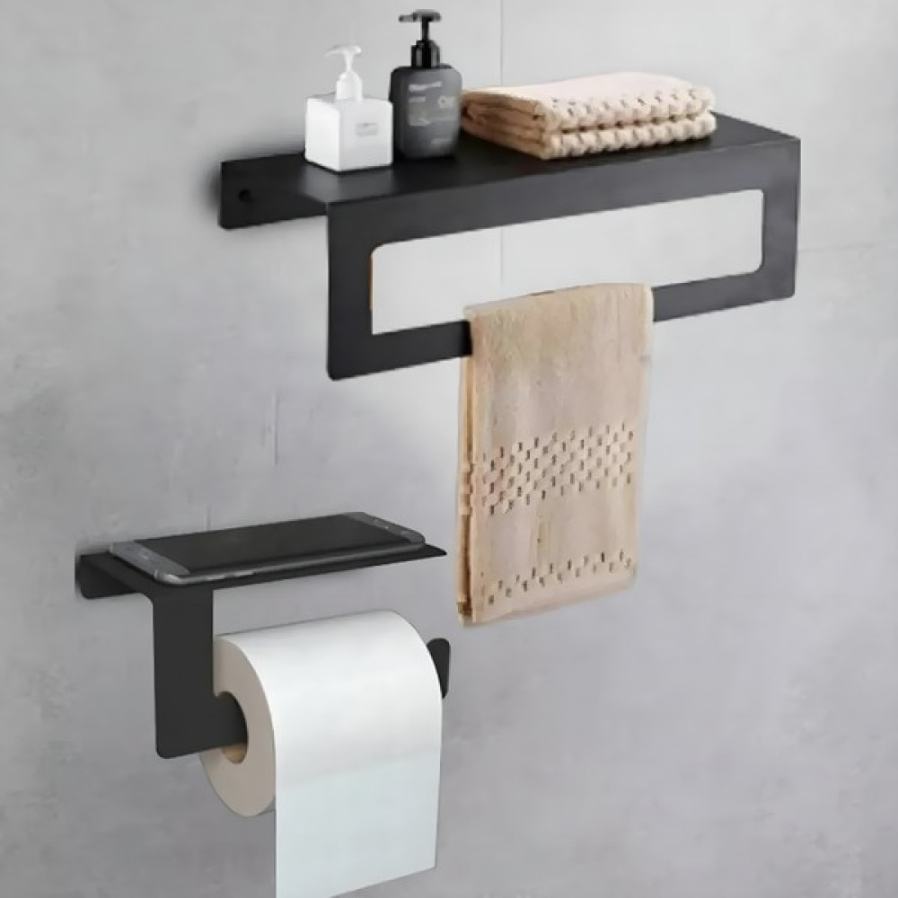 Hvngroup Metal 30CM Banyo Havlu Askılığı ve Tuvalet Kağıdı Askılığı, 2'li Set Tuvalet Havluluk Banyo Aksesuarları Fiyatı