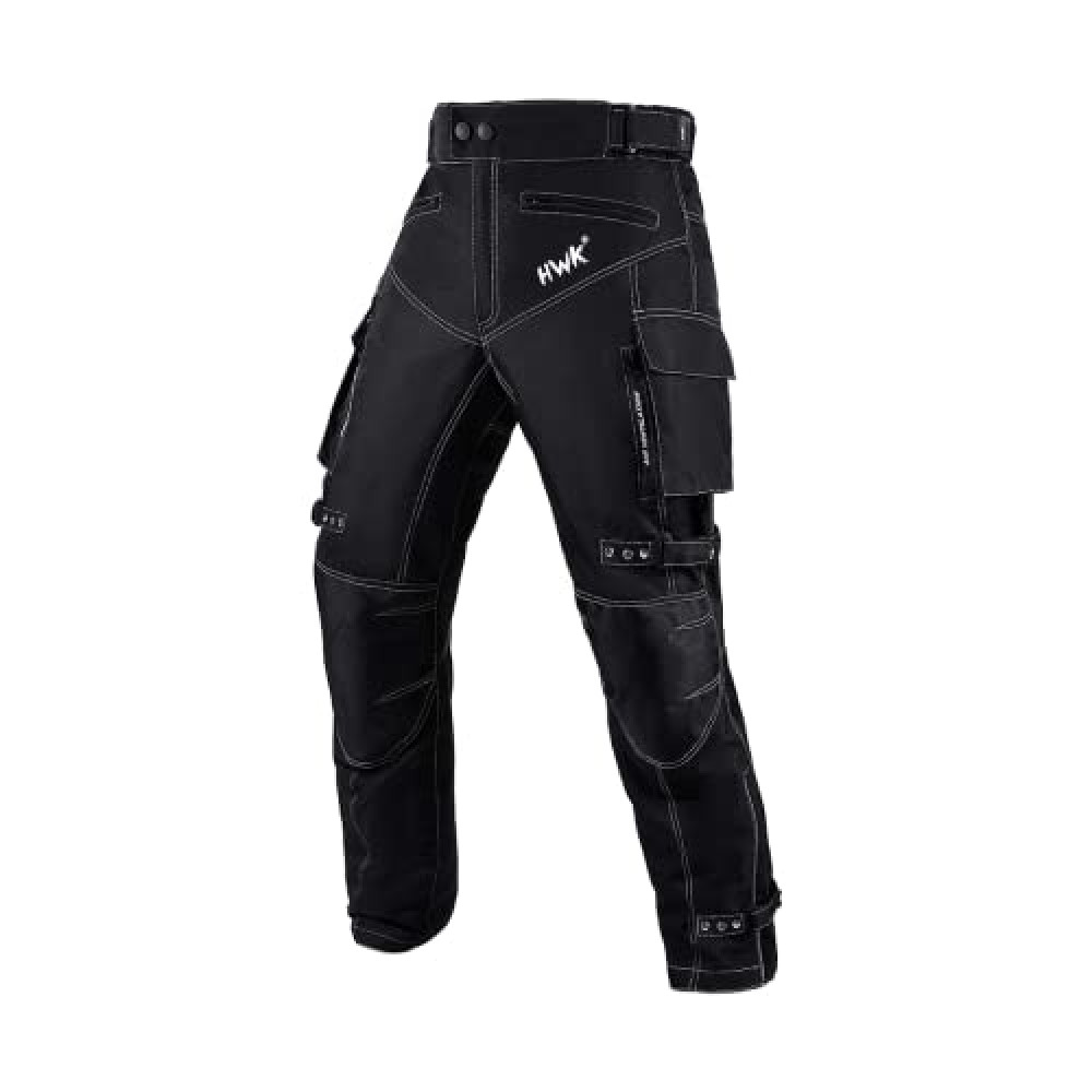 HWK Motorcycle Pants for Men and Women with Water Resistant Cordura Textile Fabric for Enduro Motocross Motorbike Riding & Impact Armor, Dual Sport Motorcycle Pants with 40"-42" Waist, 34" Inseam