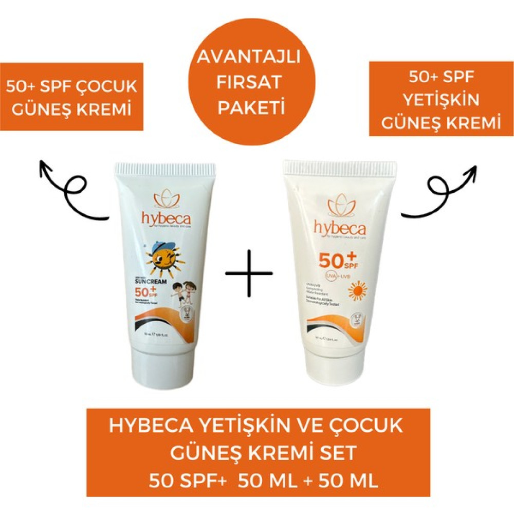 Hybeca Çocuk ve Yetişkin Güneş Kremi Set 50 ml + 50 ml Bebek Güneş Kremi Fiyatı