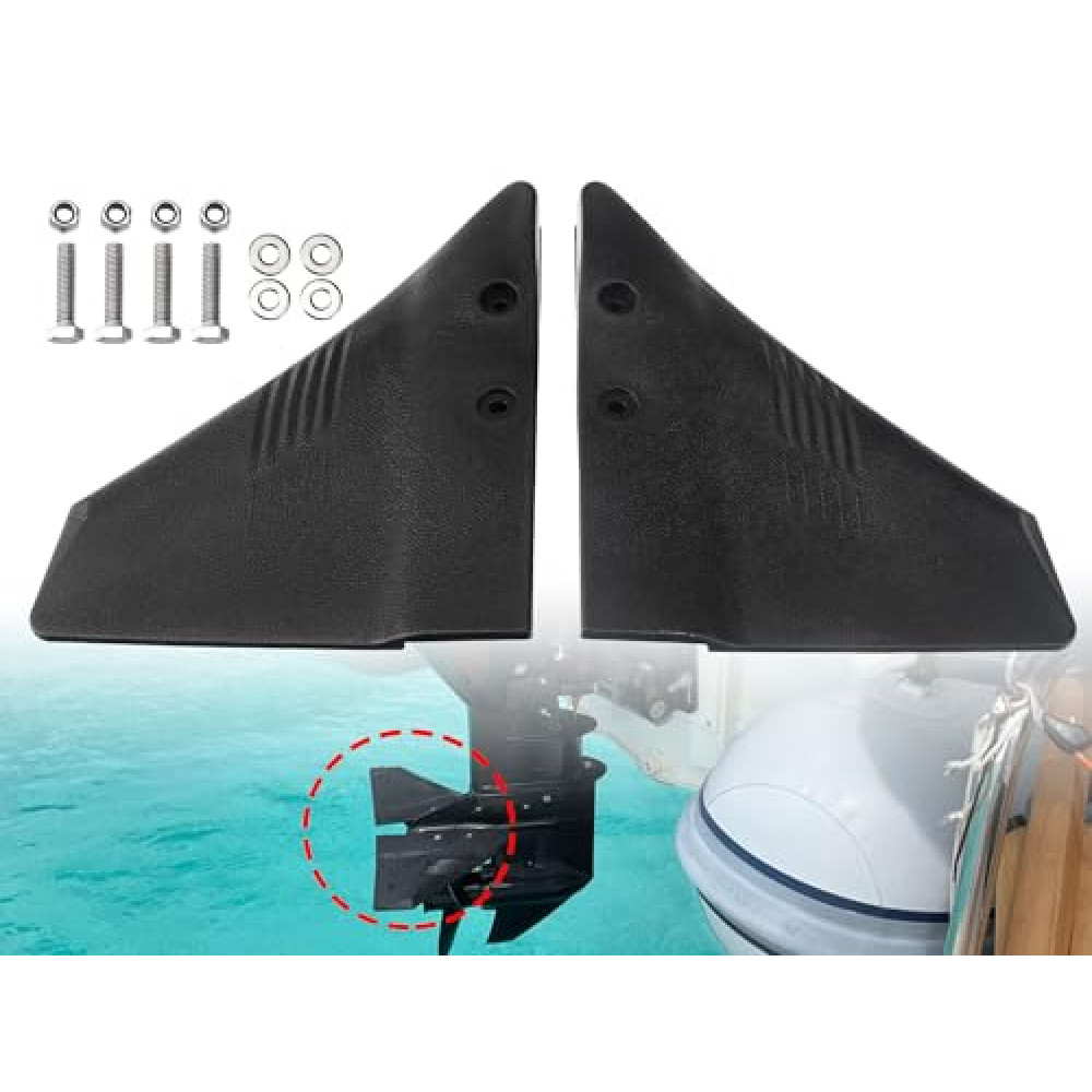 Hydrofoil Stabilizer for Outboard Motors, Dorsal Fin Style Hydrofoil for 5 to150hp Outboard Motor and Stern Drives, Black, Dorsal Fin Style and PA66 Plastic