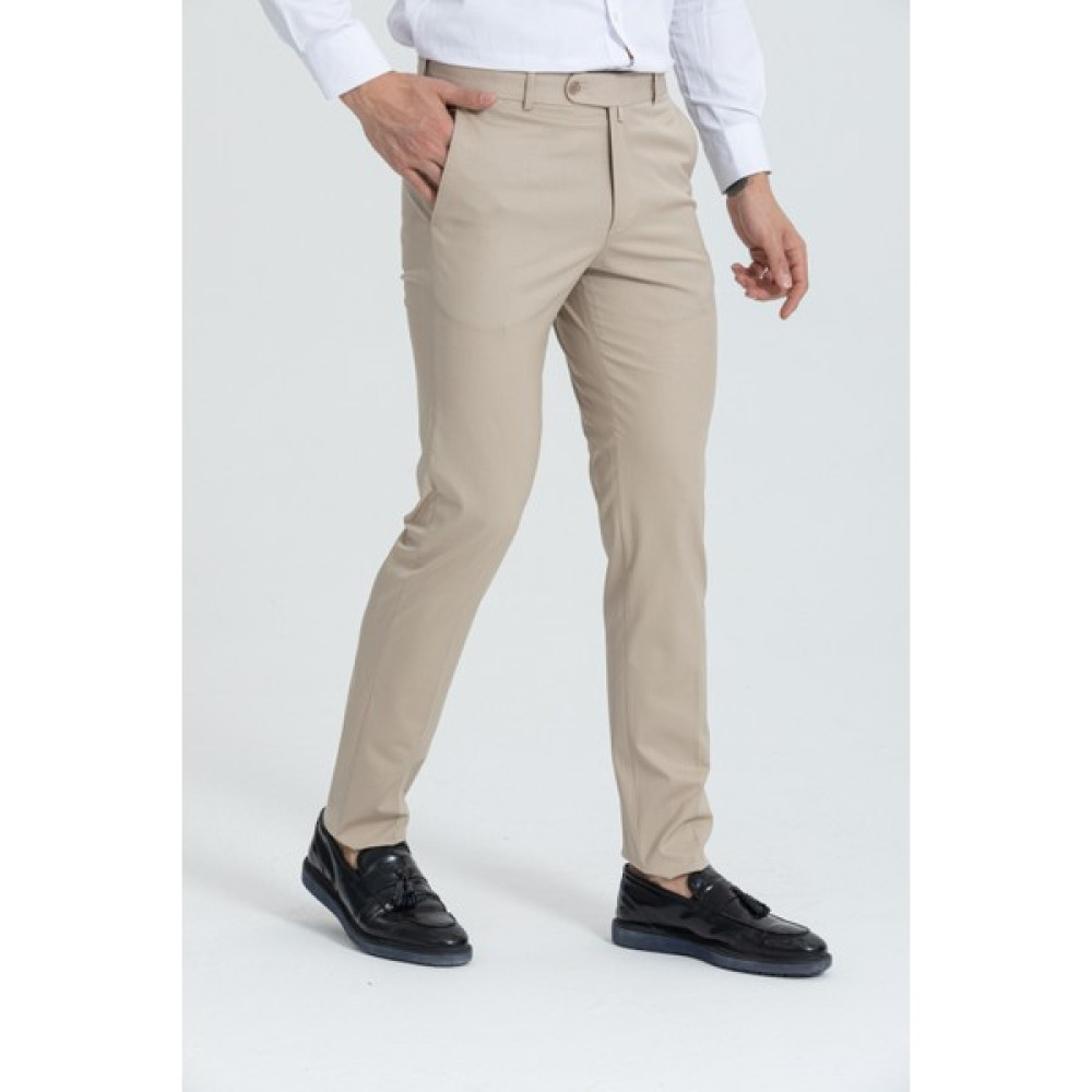 HYMAN Erkek Slim Fit Kumaş Pantolon Krem Erkek Pantolon Fiyatı