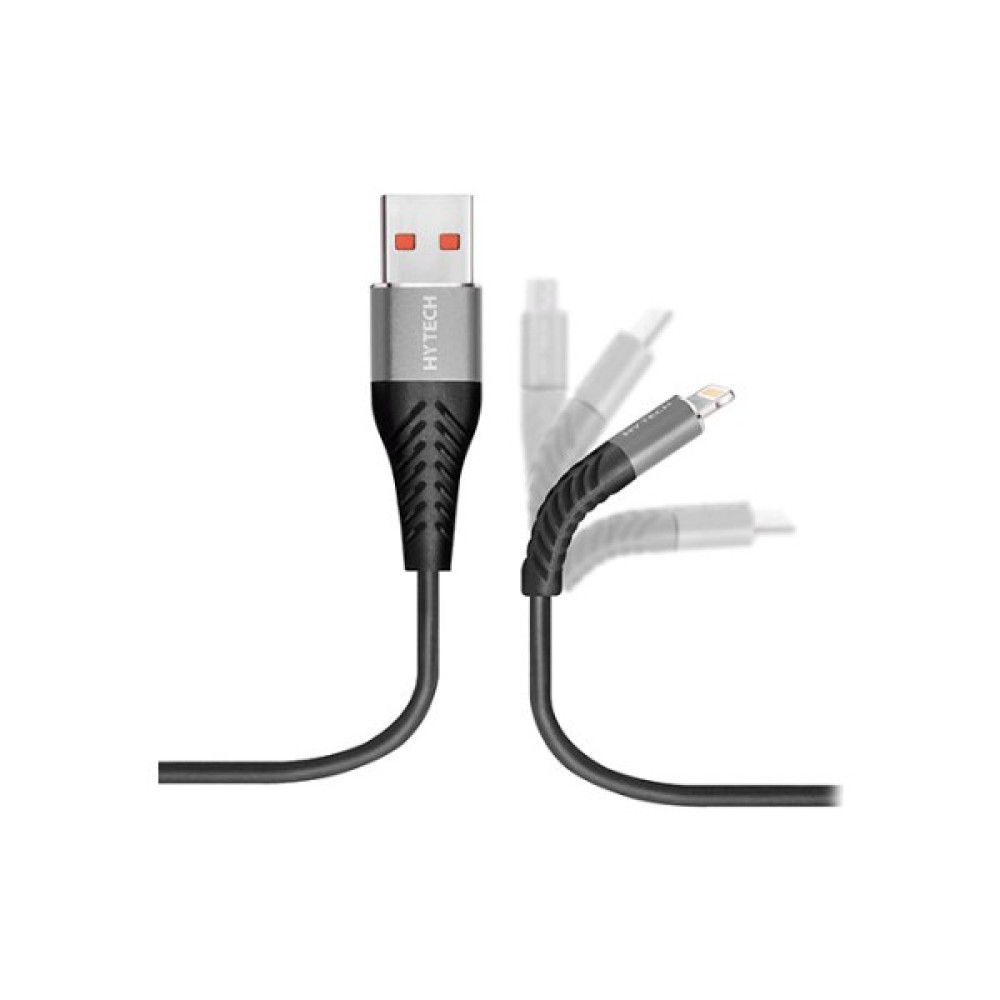 Hytech HY-X330 1.2 mt 3A Lightning Gri/Siyah Data + Şarj Kablosu - Gri - Siyah Cep Telefonu Kablosu Fiyatı