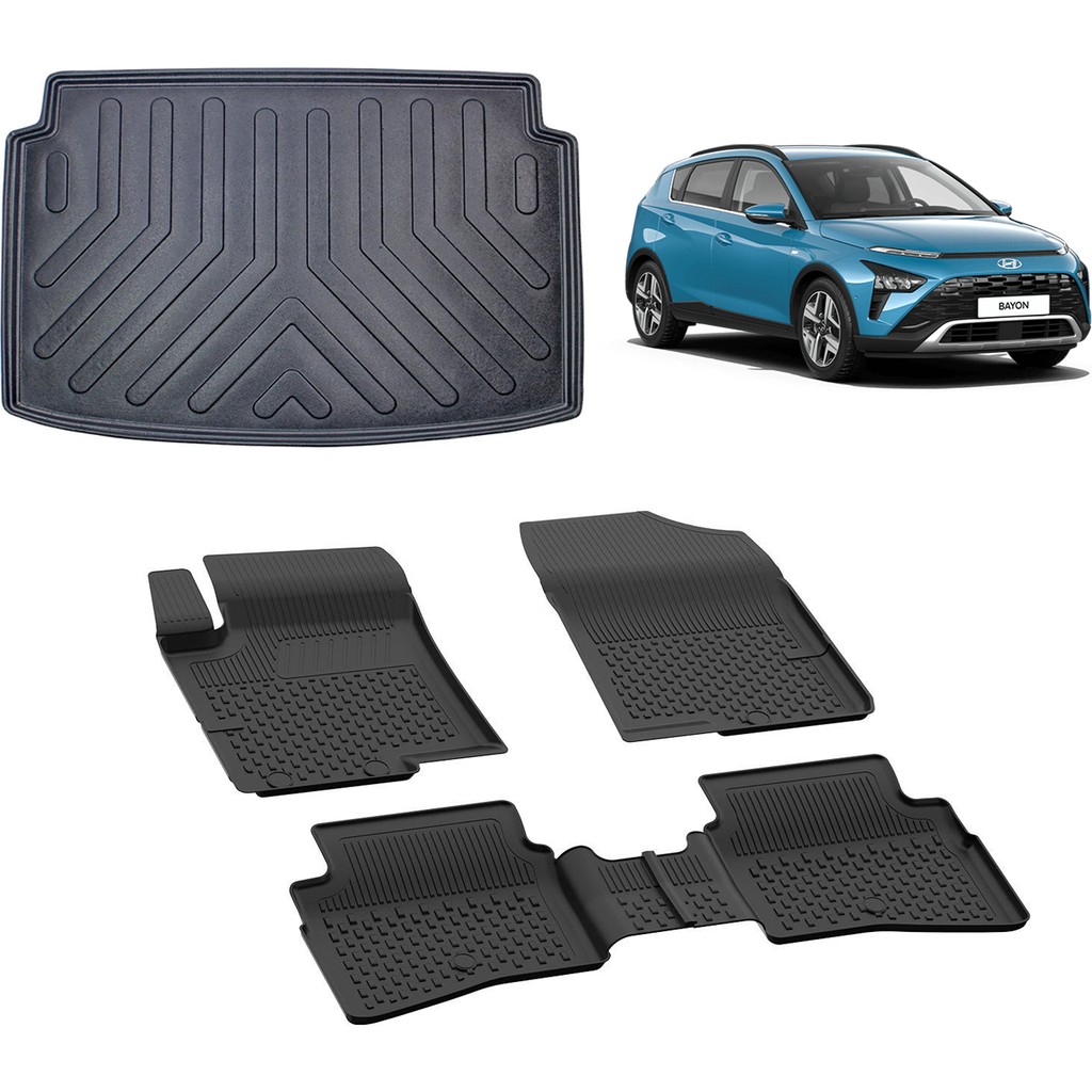 Hyundai Bayon 2021+ 4.5 D Sahler Paspas ve Rizline 3D Bagaj Havuzu Siyah Araca Özel Paspaslar Fiyatı