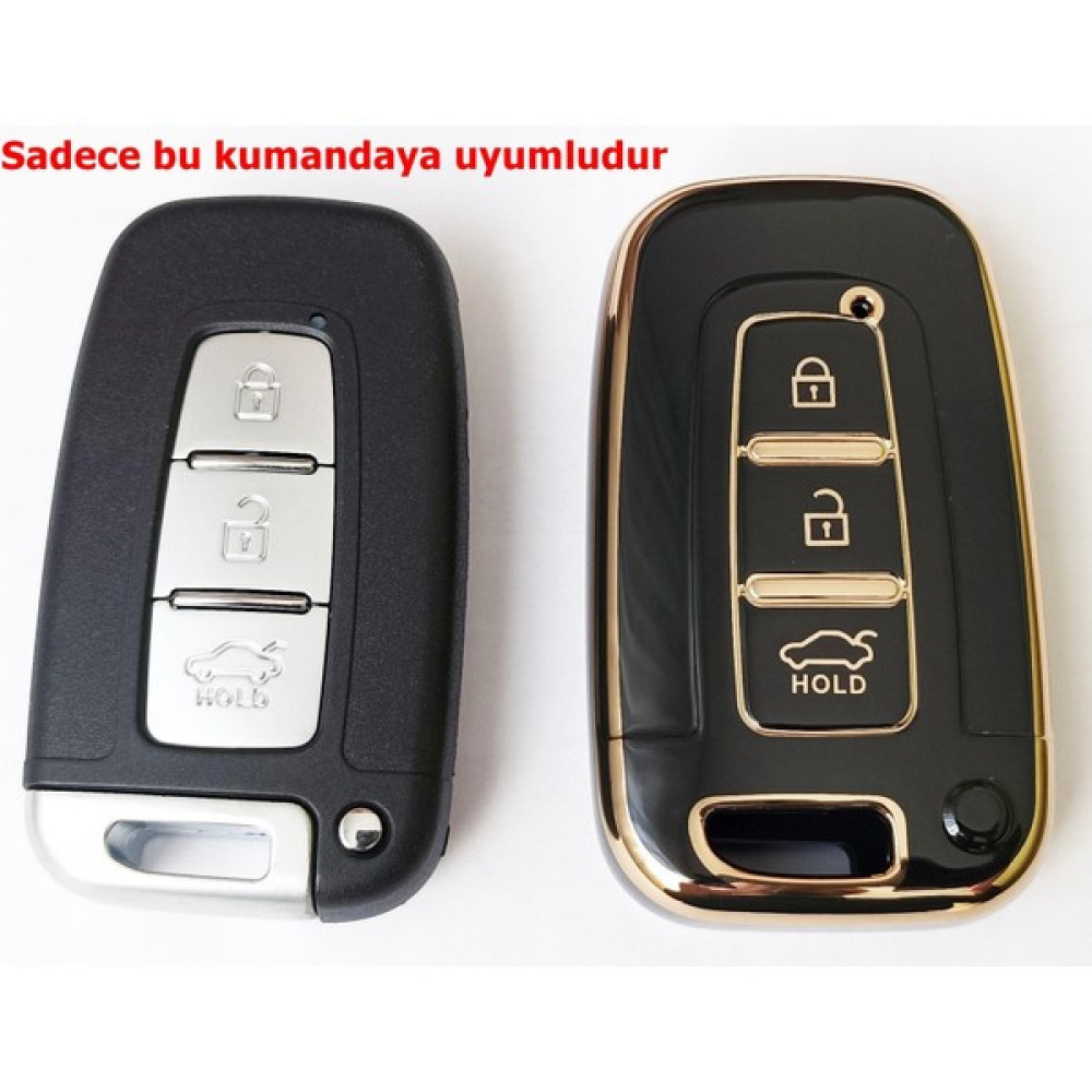 Hyundai IX35 Santa Fe Sonata Elantra Smart Kumanda Kılıfı Oto Anahtarlık 3 Tuşlu Siyah Anahtarlık Fiyatı