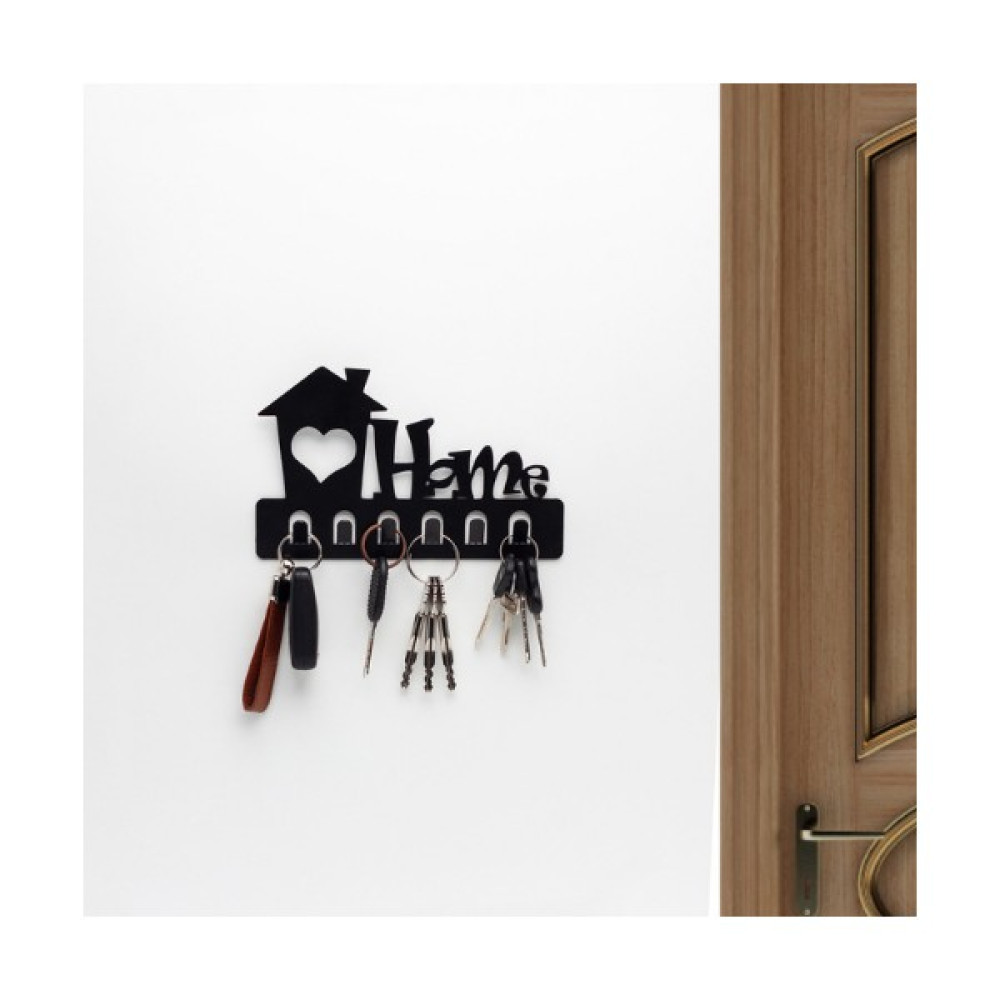 Hzm Collection Home Siyah Metal Dekoratif Anahtar Askılığı - Pano Askılığı Home Yazılı Dekoratif Anahtarlık Eşya Saklama / Düzenleme Fiyatı