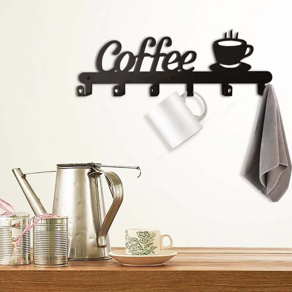 Hzm Collection Metal Dekoratif Metal Coffee Yazılı Mutfak Fincan ve Kupa Askılığı - Siyah Eşya Saklama / Düzenleme Fiyatı