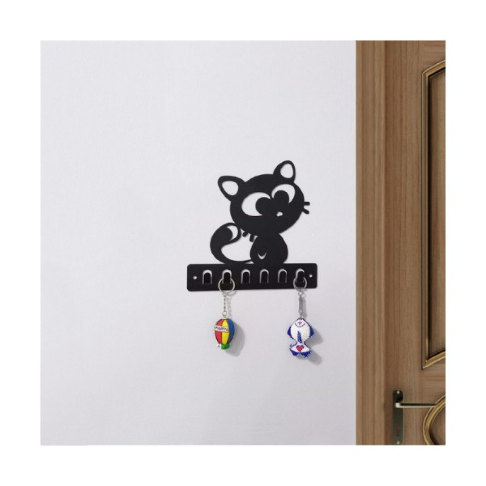 Hzm Collection Siyah Metal Dekoratif Anahtar Askılığı - Pano Askılığı Kedi Figürlü Dekoratif Anahtarlık Eşya Saklama / Düzenleme Fiyatı