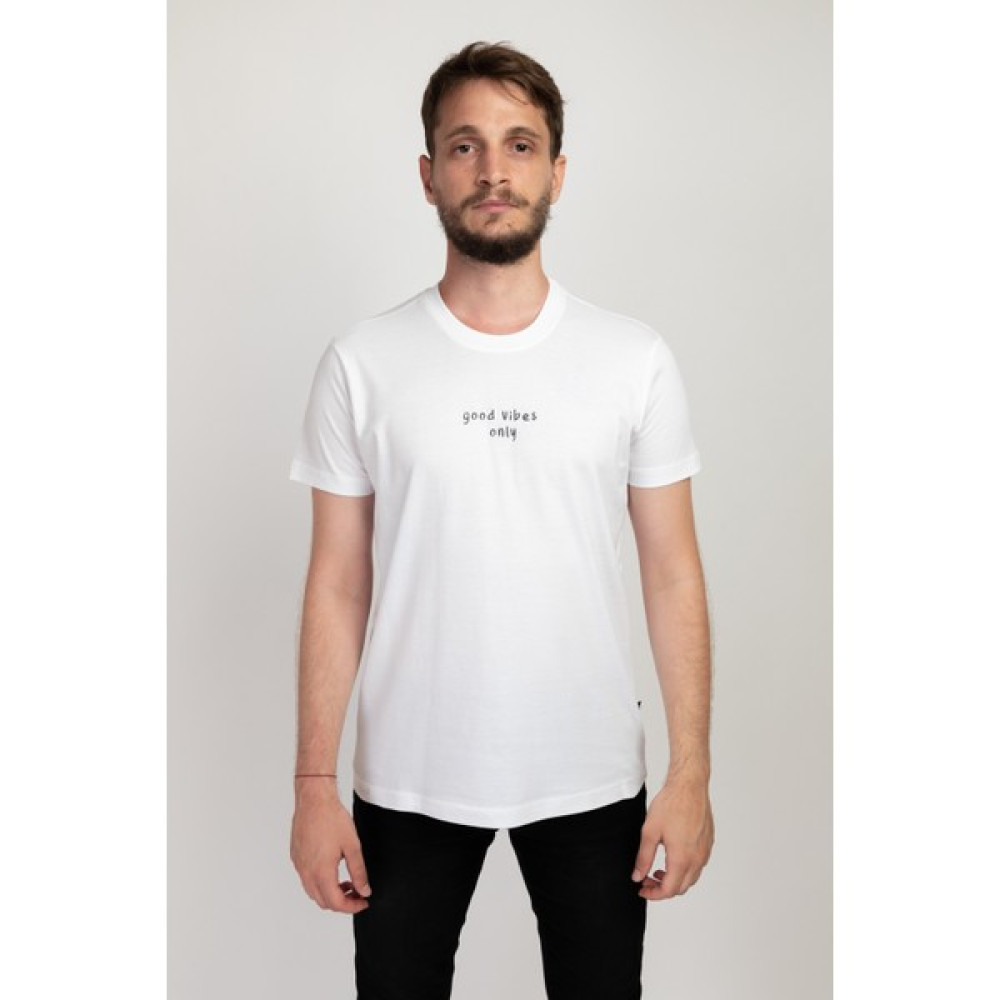 I And Basic Beyaz %100 Organik Pamuklu Basic Erkek Tişört / Good Vibes Only S Erkek T-shirt Fiyatı